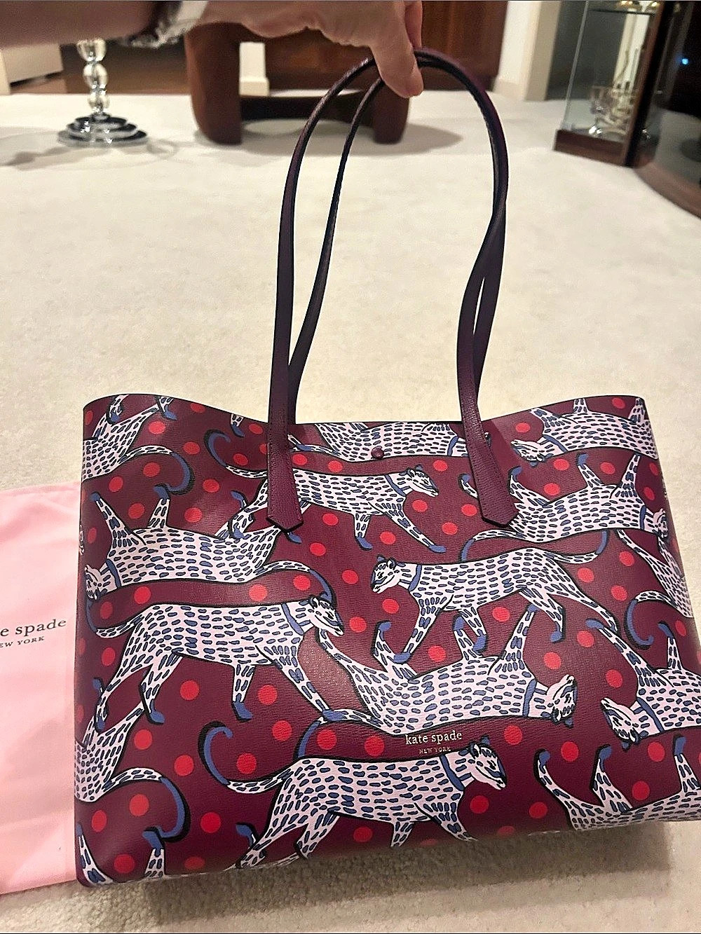 Kate Spade Madison Park Leopard Print Tote Red NWT